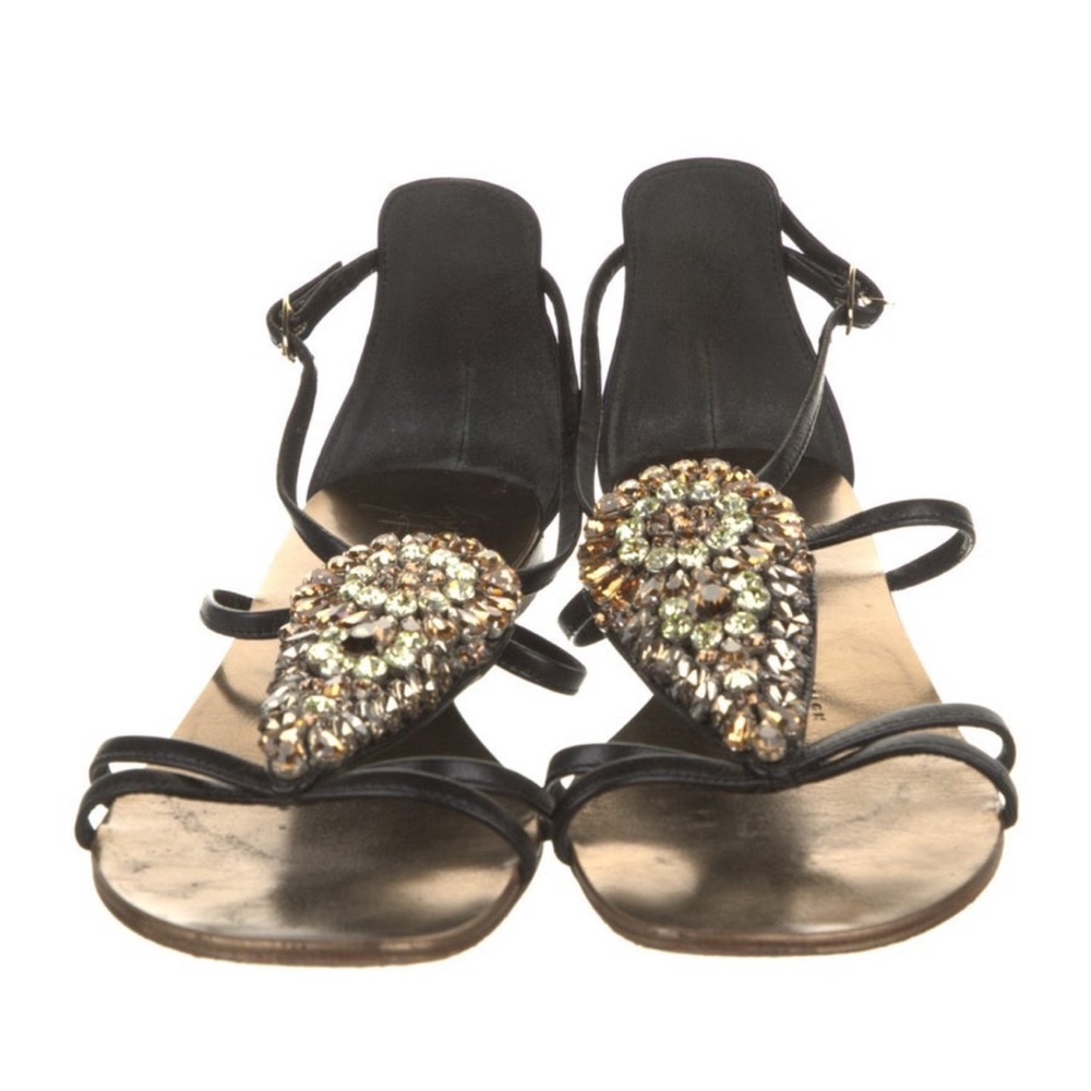 Giuseppe Zanotti Chic Black Embellished Sandals Sz 36/6